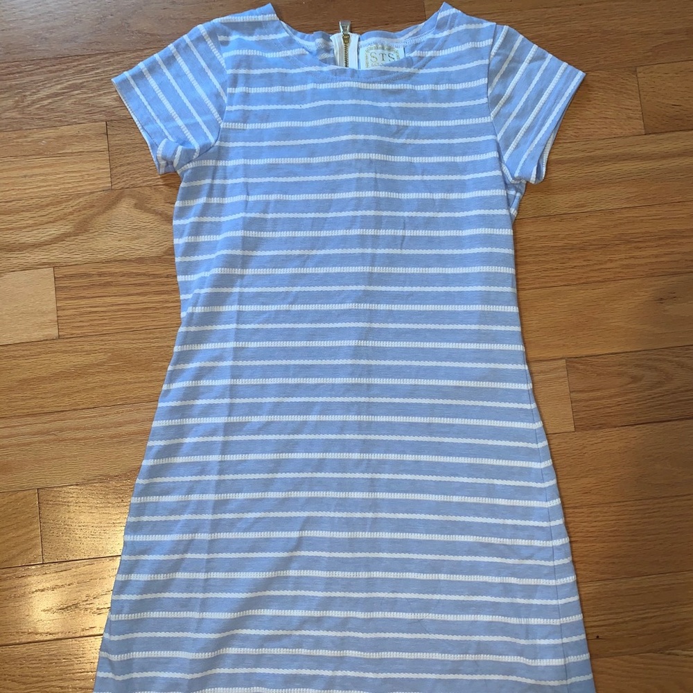 Blue and White Striped Dress